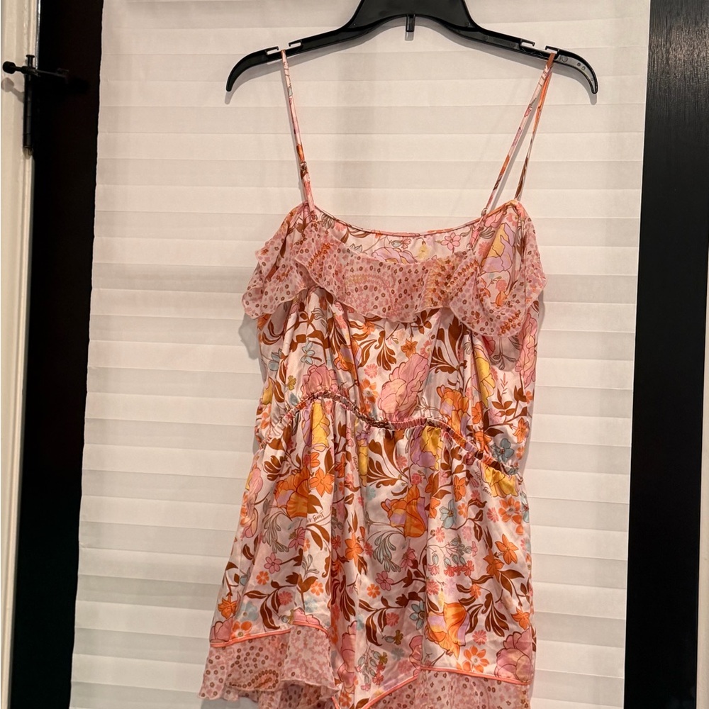 Victoria Secret Floral Pink and Orange Sleepwear  Romper